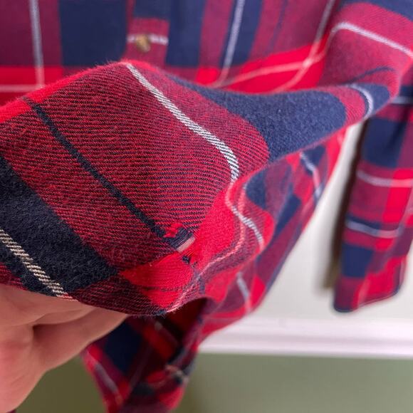Abercrombie & Fitch Button Up Shirt Plaid Collared Red Country Farm Workwear M - Picture 10 of 10